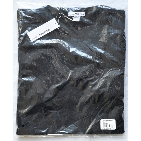 JAMES PERSE WOMEN NWT U-NECK RIBBED SHORT SLEEVE BLACK TEE. SIZE 3(L) - Picture 10 of 10